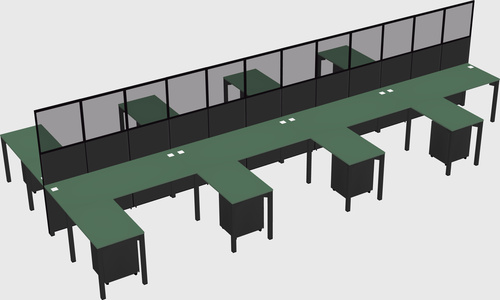Shared l-shape cubicle