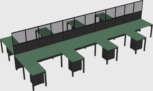 Shared l-shape cubicle