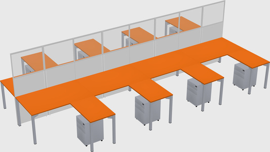 Shared l-shape cubicle