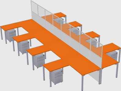 Shared l-shape cubicle