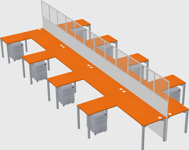 Shared l-shape cubicle