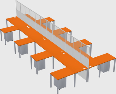 Shared l-shape cubicle
