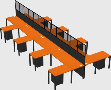 Shared l-shape cubicle