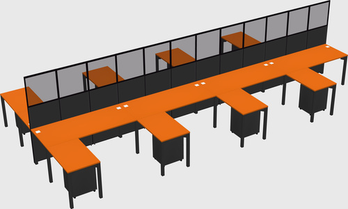 Shared l-shape cubicle