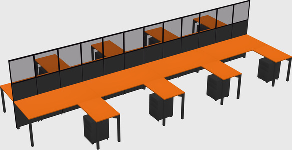 Shared l-shape cubicle