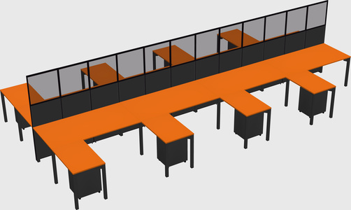 Shared l-shape cubicle