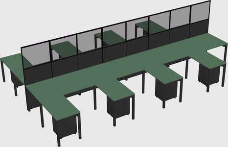 Shared l-shape cubicle