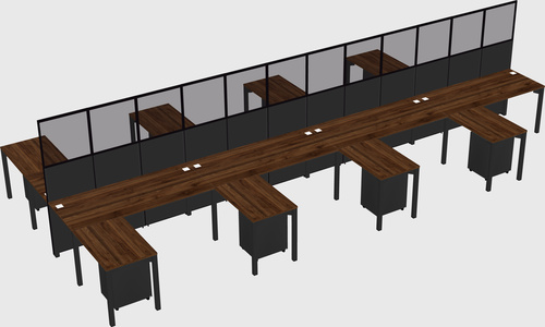 Shared l-shape cubicle