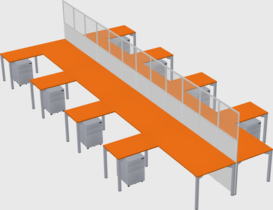 Shared l-shape cubicle