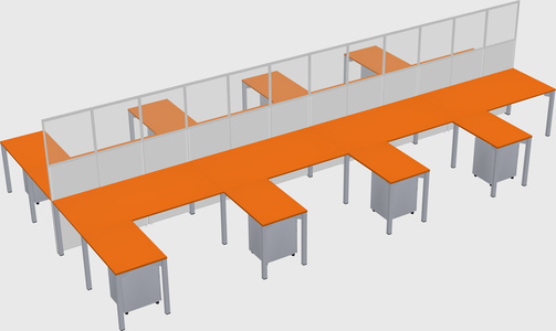 Shared l-shape cubicle