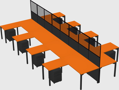 Shared l-shape cubicle