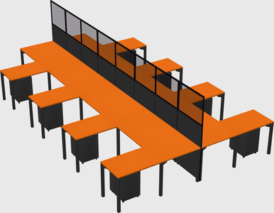 Shared l-shape cubicle