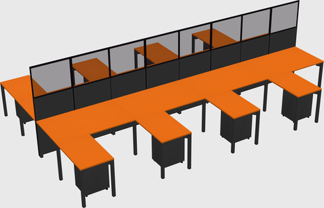 Shared l-shape cubicle