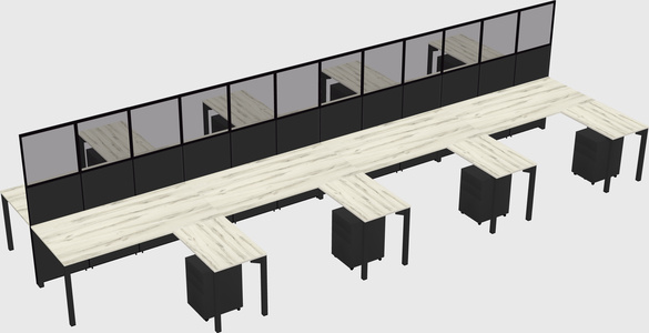 Shared l-shape cubicle