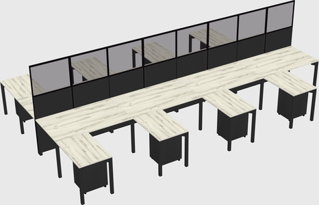 Shared l-shape cubicle