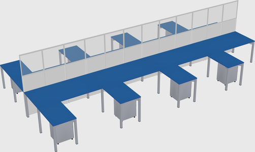Shared l-shape cubicle