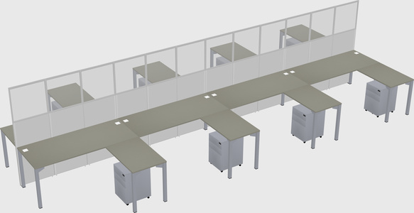 Shared l-shape cubicle