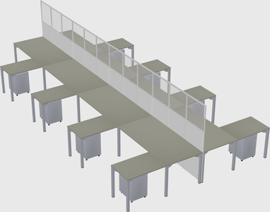 Shared l-shape cubicle