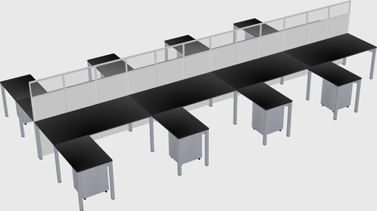 Shared l-shape cubicle