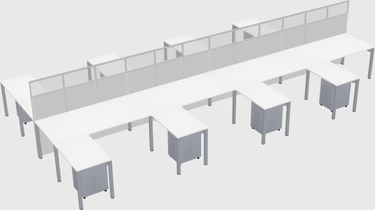 Shared l-shape cubicle