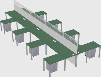 Shared l-shape cubicle