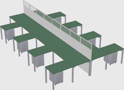 Shared l-shape cubicle