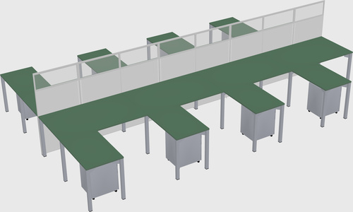 Shared l-shape cubicle