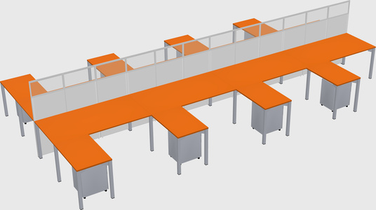 Shared l-shape cubicle