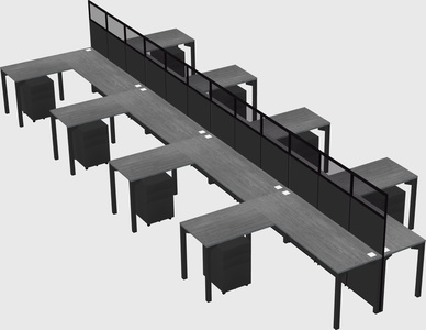 Shared l-shape cubicle