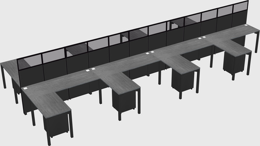 Shared l-shape cubicle