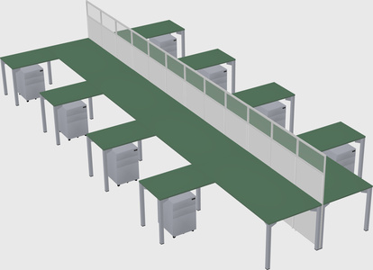 Shared l-shape cubicle