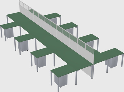 Shared l-shape cubicle
