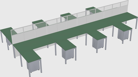 Shared l-shape cubicle
