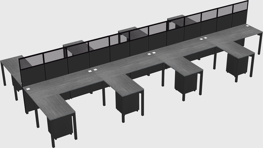 Shared l-shape cubicle
