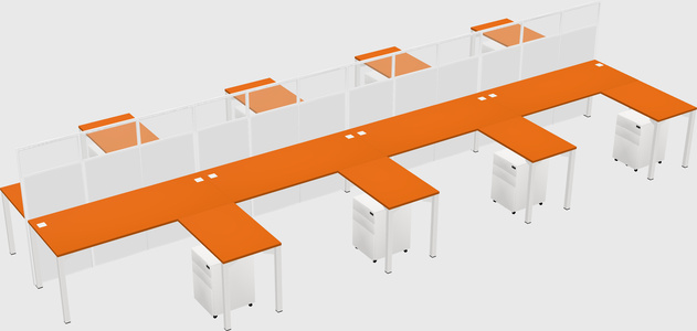 Shared l-shape cubicle