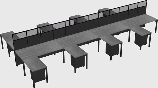 Shared l-shape cubicle