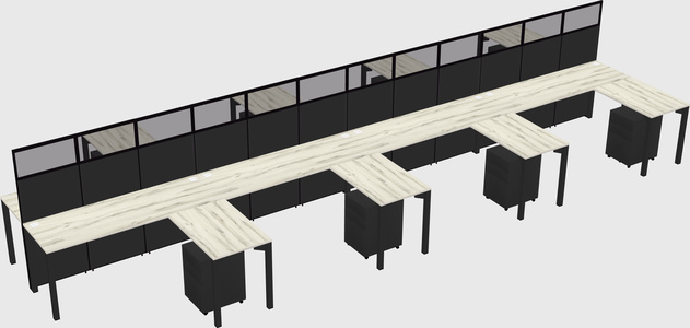 Shared l-shape cubicle