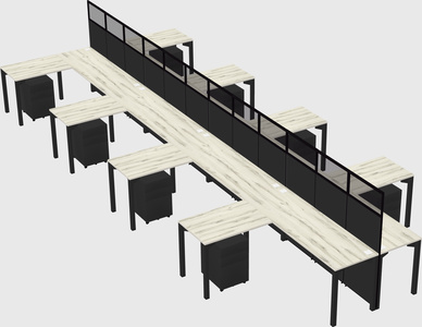 Shared l-shape cubicle