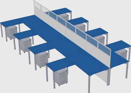 Shared l-shape cubicle