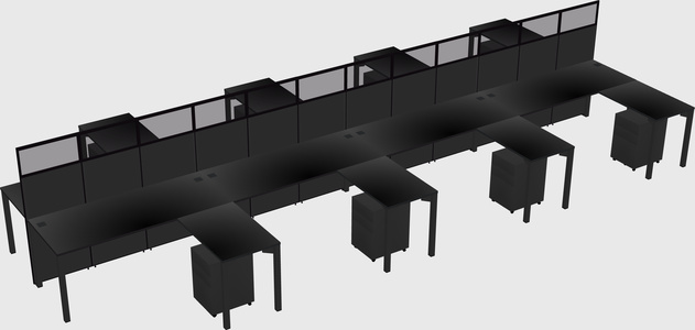 Shared l-shape cubicle