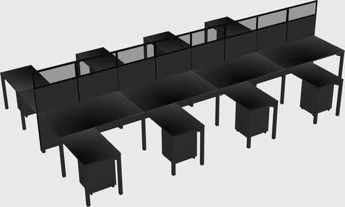 Shared l-shape cubicle