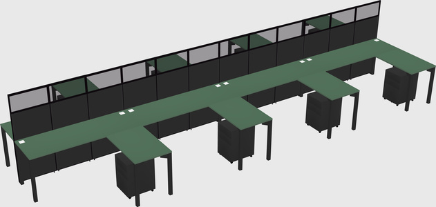 Shared l-shape cubicle