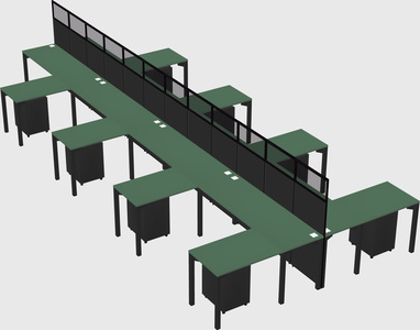 Shared l-shape cubicle