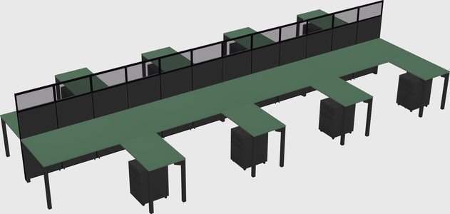 Shared l-shape cubicle