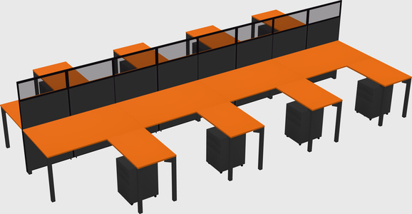 Shared l-shape cubicle