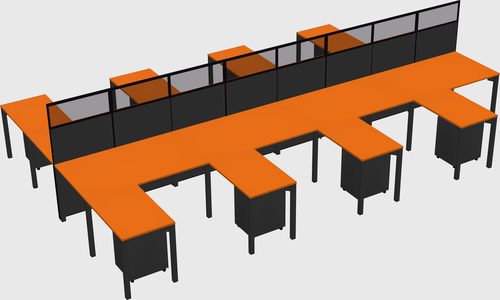 Shared l-shape cubicle