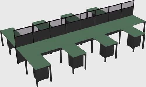 Shared l-shape cubicle