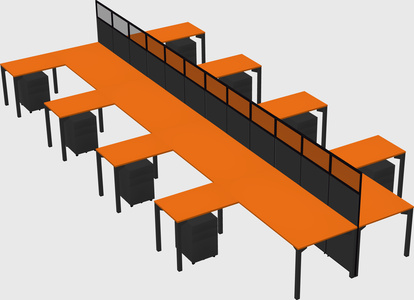 Shared l-shape cubicle