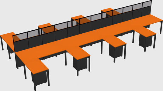 Shared l-shape cubicle