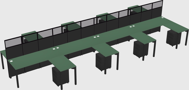 Shared l-shape cubicle